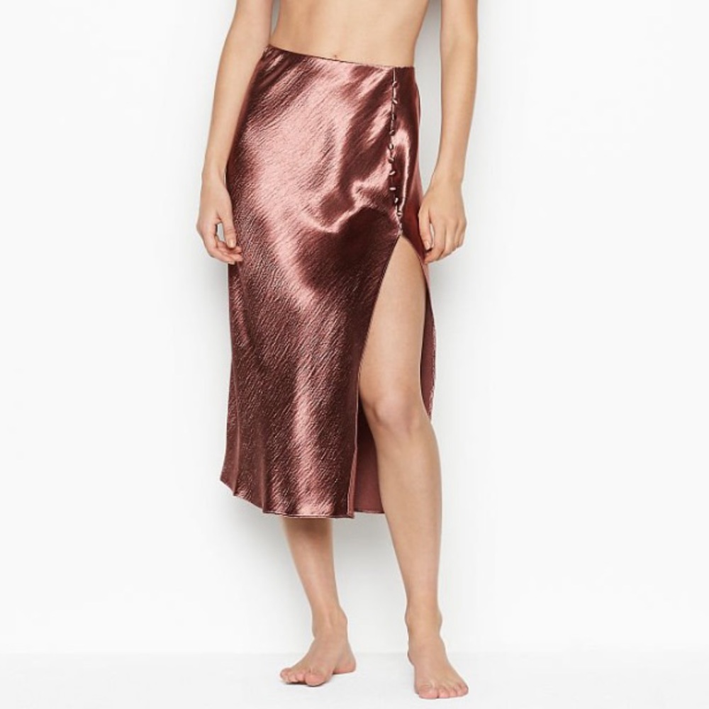 Victoria’s Secret Textured Satin Midi Slip Skirt